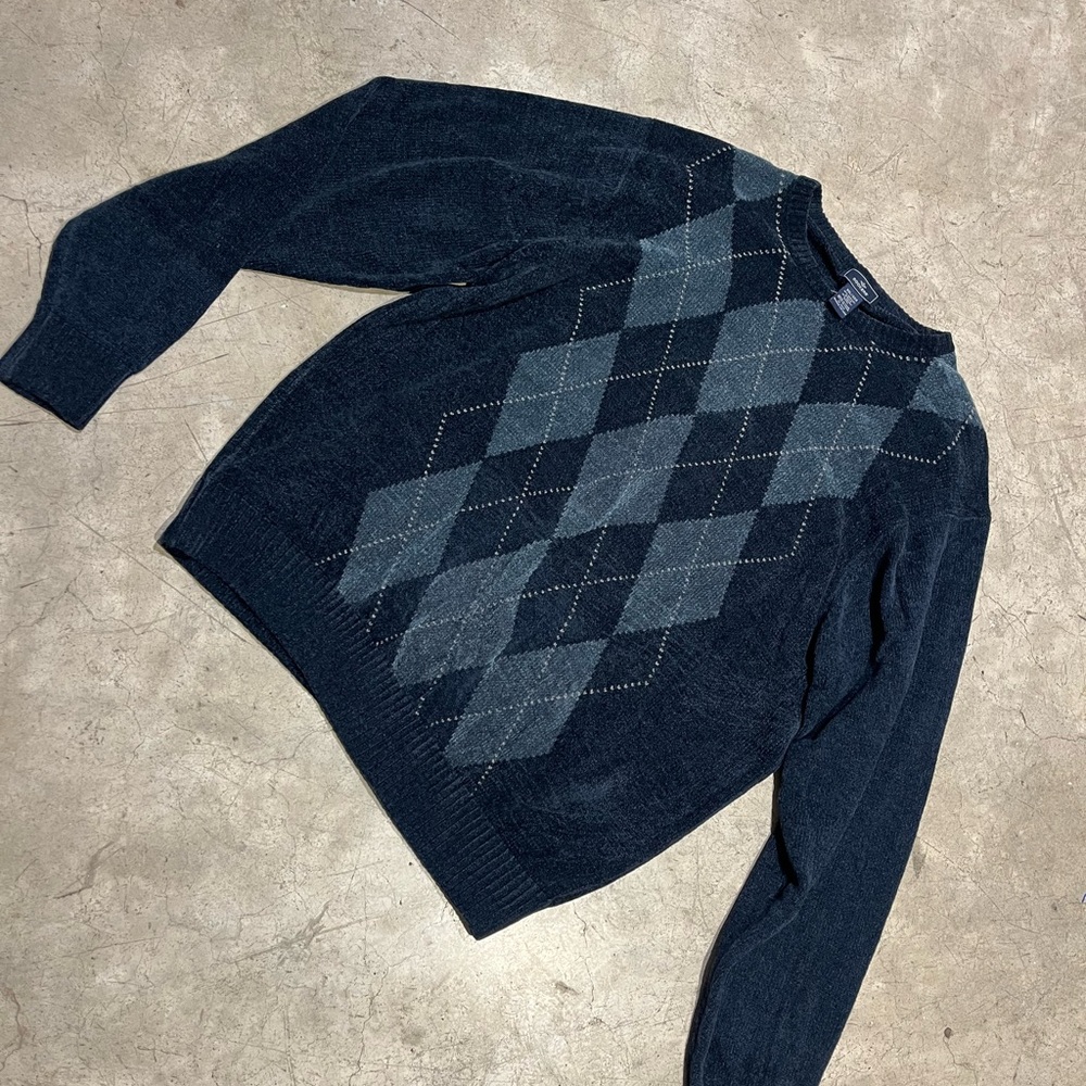 Dockers Men's Dark Blue Argyle Crewneck Sweater